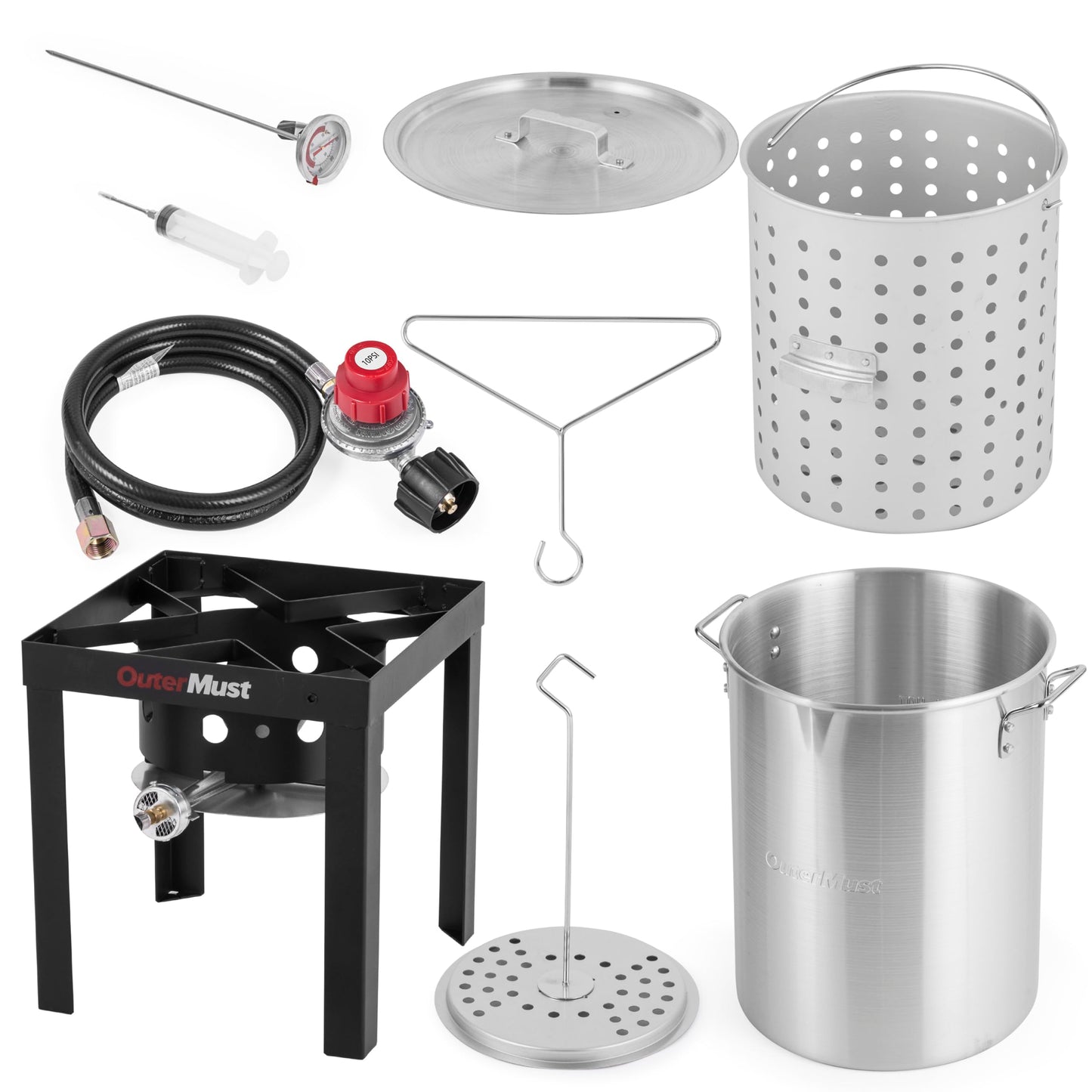 OuterMust 30 QT. Turkey Fryer Set 50,000 BTU Carb Boil Pot with Basket and Burner Set, Ideal for Cooking Turkey, Crawfish, Crab