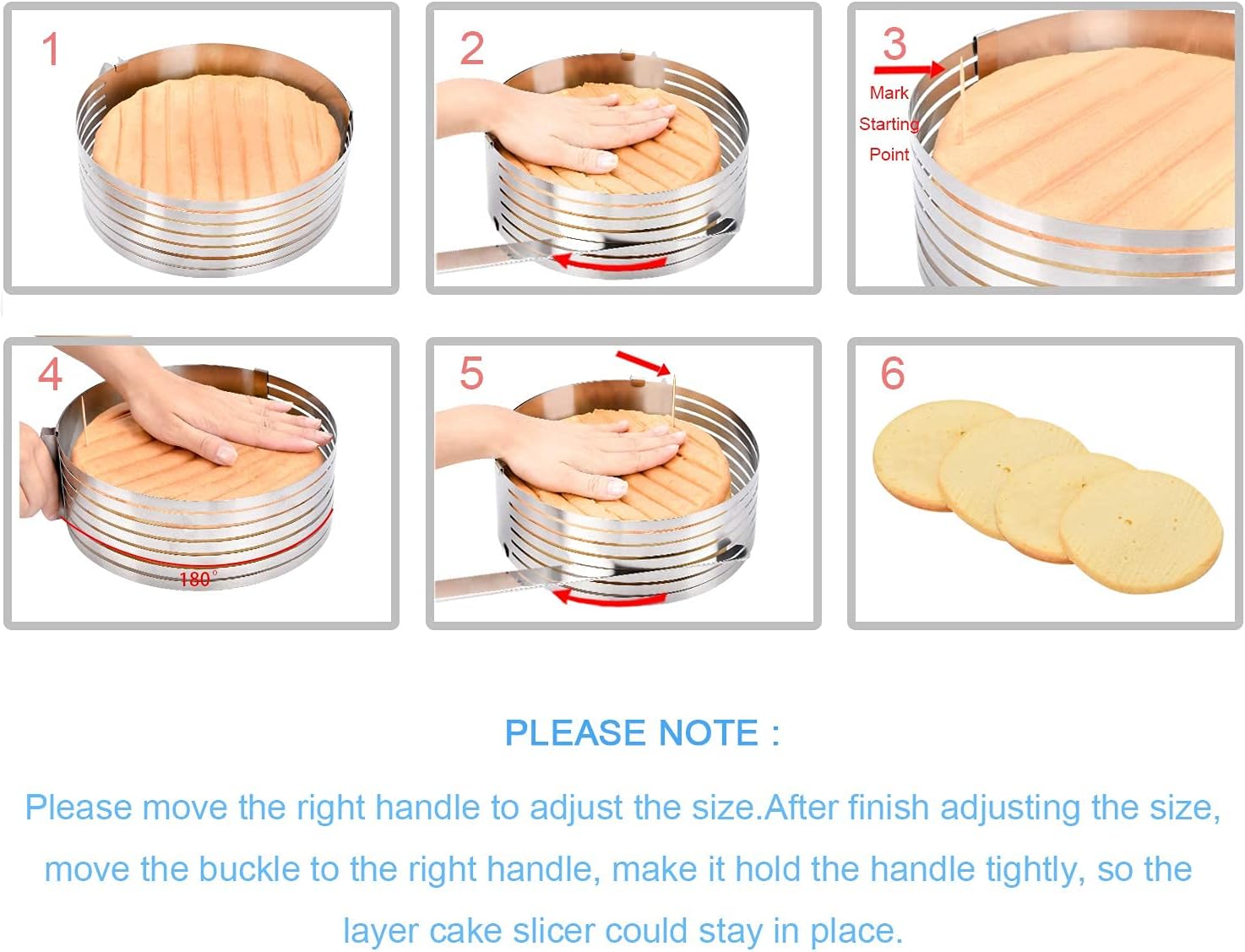 Cake Leveler Slicer, Adjustable Round Cake Rings, Cake cutter, 7 Layer Stainless Steel Cake Slicing Accessories, 9.8-12.2 inch