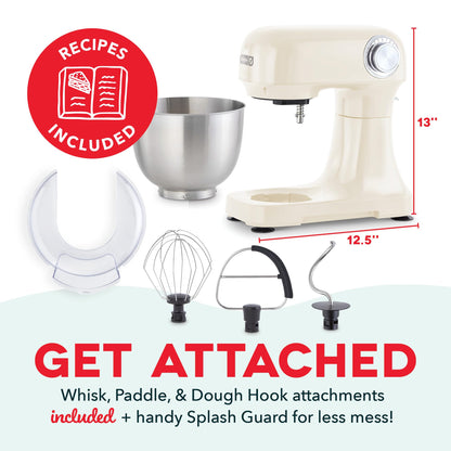 DASH Tilt-Head 3.5qt Stand Mixer 12 Speeds with Paddle, Dough Hook, and Whisk Attaachments - Cream