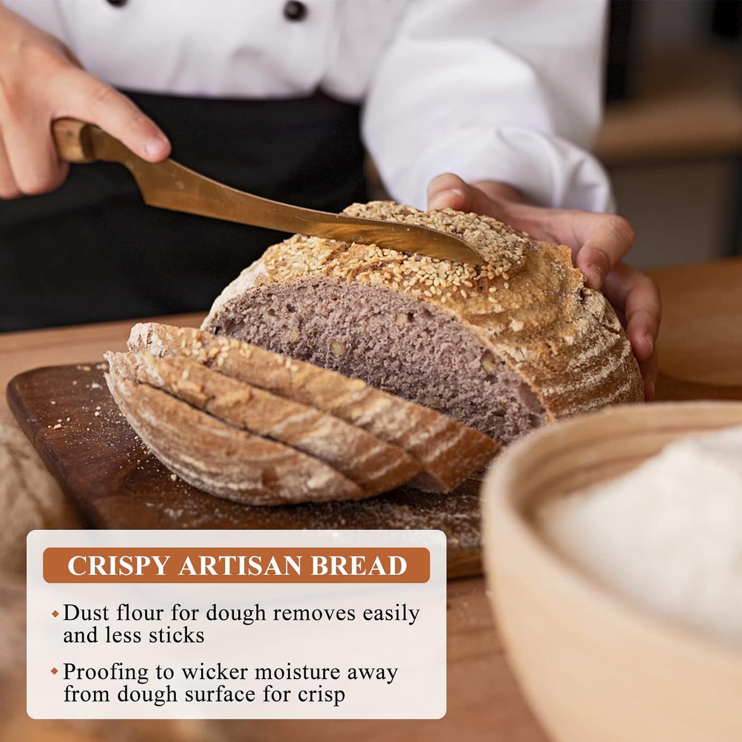 Banneton Bread Proofing Basket Set of 2: 9 Inch Round Sourdough Proofing Bowls for Artisan Bread Making for Professionals and Home Bakers