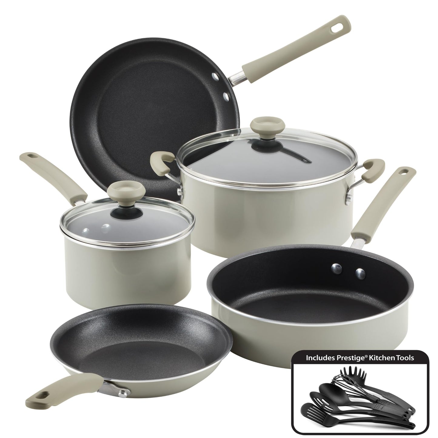 Farberware DuraStrong Nonstick Cookware/Pots and Pans Set, 12 Piece - Gray