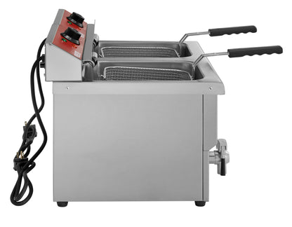 Kratos 29Y-016 Commercial Electric Countertop Fryer, 30 lb. Capacity, 208/240V, 7000W, 2 Baskets