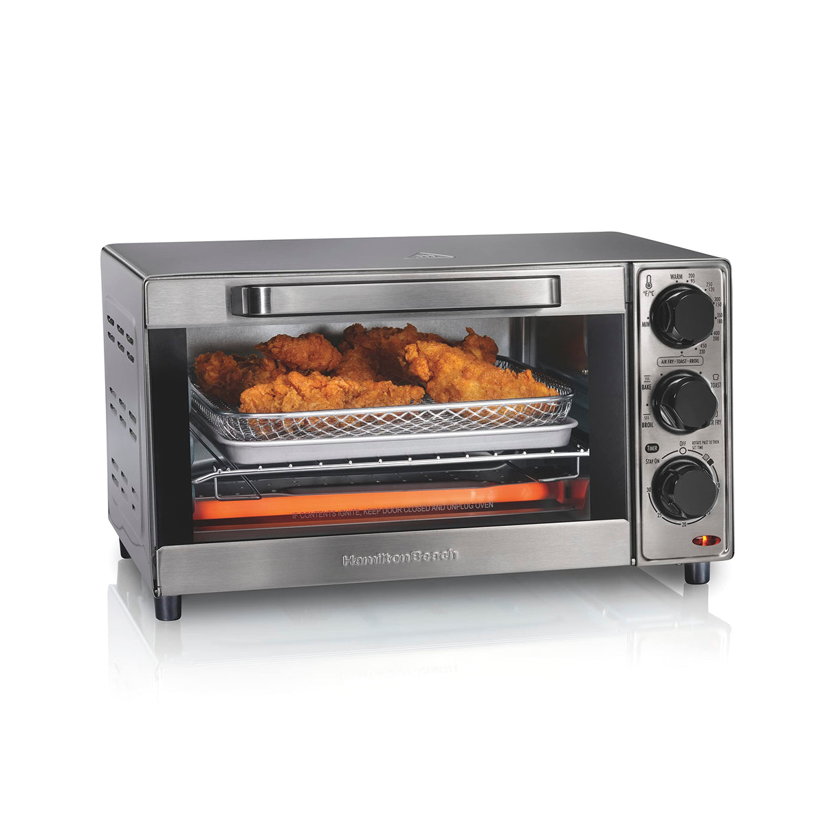 Hamilton Beach Sure-Crisp Toaster Oven Air Fryer Combo, pasuje do pizzy 9”, pojemność 4 kromek, mocny obieg, automatyczne wyłączanie, stal nierdzewna (31403)