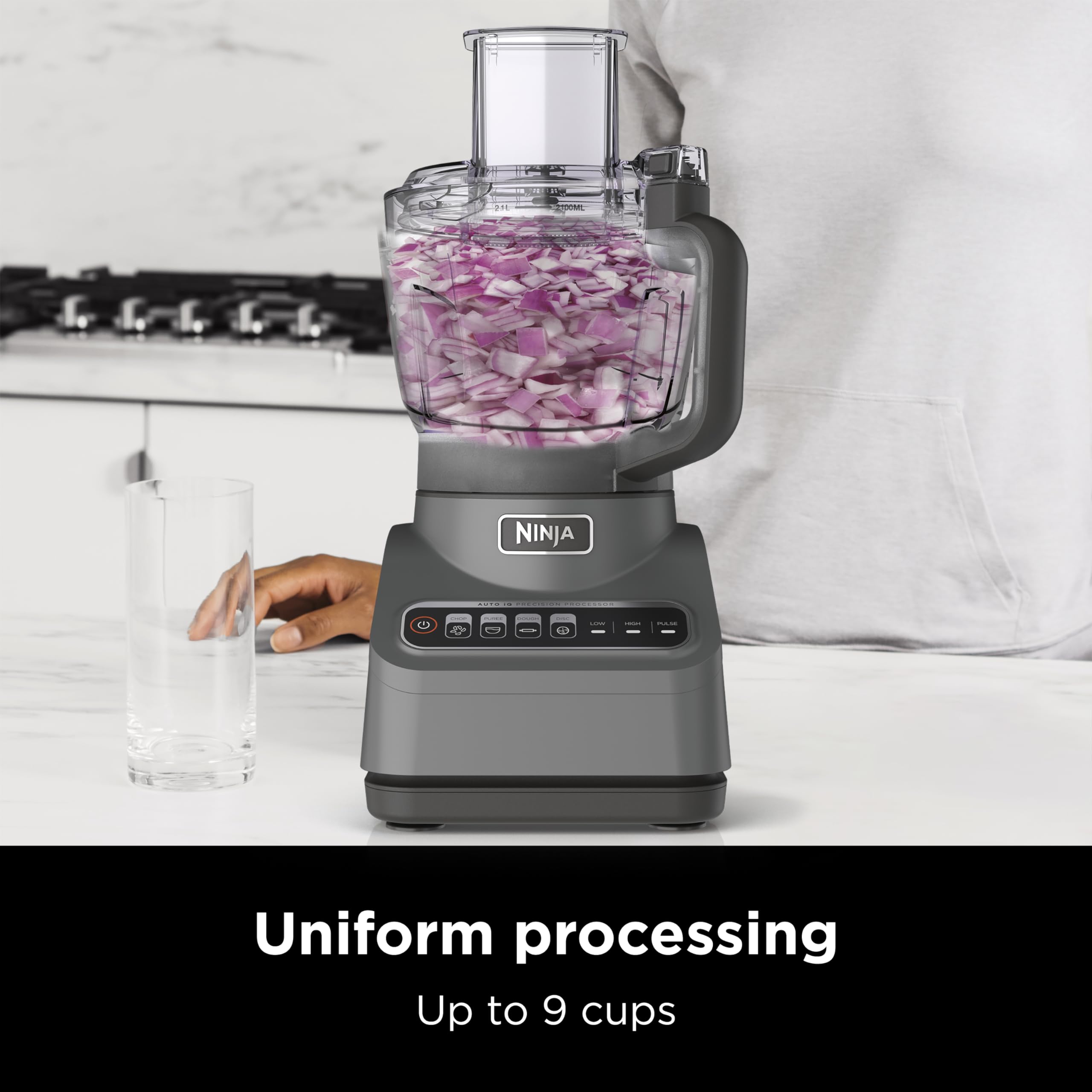 Ninja Food Processor, Professional Plus, 1000 Peak Watts, 4 Functions for Chopping, Slicing, Purees & Dough with 9-Cup Processor Bowl, 3 Blades, Food Chute & Pusher, Silver, BN601