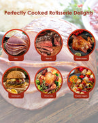 Zestaw do grilla rożenowego, automatyczny obrotowy grill, uniwersalne rożna grillowe z certyfikatem UL z silnikiem 120 V 4 W, prętem do rożna 28”, widelcami 2 x 4, kompletnymi uchwytami i śrubą mocującą do ogrodu i na zewnątrz