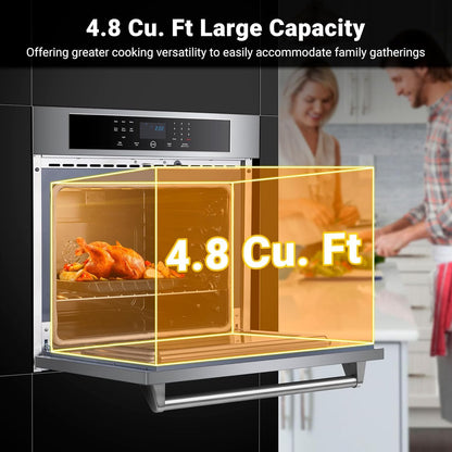 AAOBOSI Wall Oven 30 inch Single Wall Ovens Electric Built-in Convection Oven, 3800W, 4.8 Cu. Ft. Broil Bake Roast Function, LED Display, Touch Control, Safety Lock, Timer for Kitchen Cabinetry