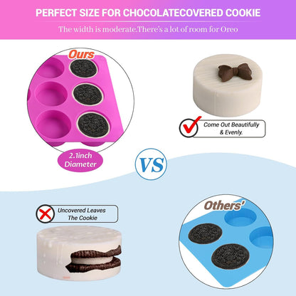 Sakolla 2 PCS Round Chocolate Cookie Molds, Cylinder Silicone Mold, Perfect for Chocolate Covered Oreos, Cake, Candy, Pudding, Mini Soap