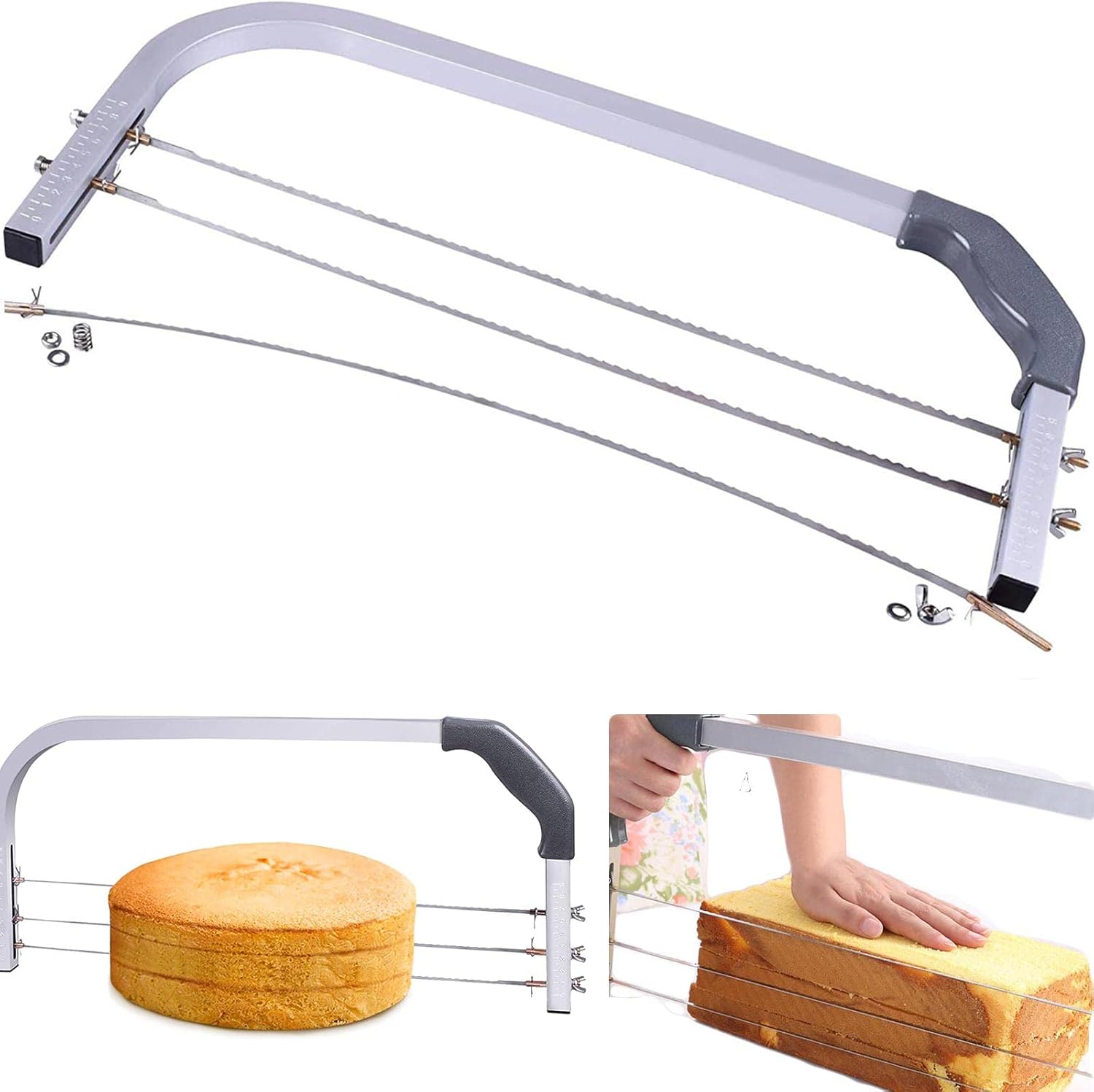 Professional Cake Cutter Slicer Leveler, Commercial 4 Layers Adjustable Stainless Steel Cakes Slice, Large Bread Cutter Toast Cutting Saw, Straight Spatula Baking Level Stratification Birthday Tools