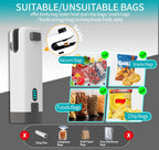 HSLGOVE 3-IN-1 Mini Bag Sealer, Rechargeable Bag Sealer Heat Seal with Cutter, Flash-light and Magnet Mini Bag Resealer Machine for Plastic Bags Snack Bags-Neatwhite