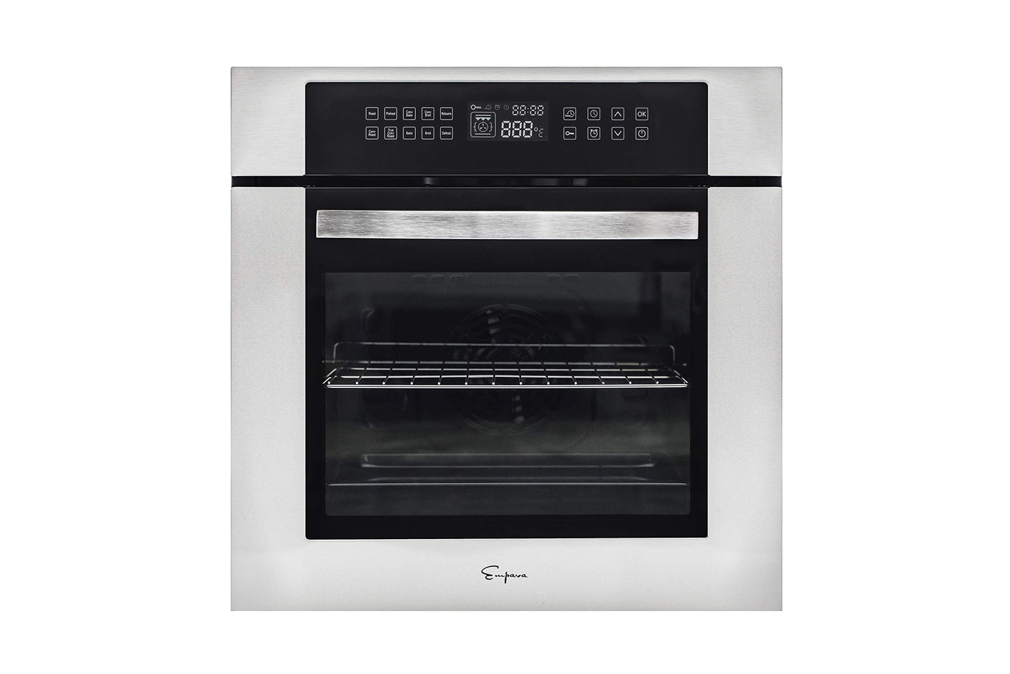 Empava 24" Electric Convection Single Wall Oven 10 Cooking Functions Deluxe 360° ROTISSERIE with Sensitive Touch Control in Stainless Steel, 24 Inch, Black