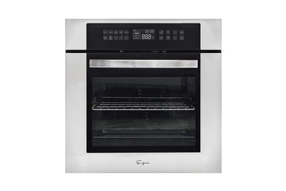 Empava 24" Electric Convection Single Wall Oven 10 Cooking Functions Deluxe 360° ROTISSERIE with Sensitive Touch Control in Stainless Steel, 24 Inch, Black