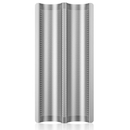 Baguette Pans for Baking 15" x 11", Carbon Steel 3 Loaf Nonstick Baguette Baking Tray for French & Italian Perforated French Bread Pan