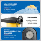 Elite Gourmet Fast Hot Air Popcorn Popper, 1300 W elektryczny popcorn Maker z miarką i tacką do topienia masła, bezolejowy, idealny na domowe przyjęcia dla dzieci, bezpieczeństwo zatwierdzone przez ETL, 4 kwarty, żółty
