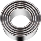 5 Pieces Biscuit Cookie Cutters Set,Stainless Steel Circle Round Cookie Biscuit Cutters in Graduated Sizes Shape Molds for Pastries Doughs Doughnuts