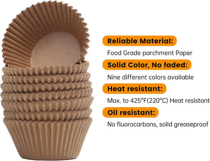 Non-Stick 400pcs Mini Cupcake Liners for Baking, Natural parchment muffin liners for Mini Muffin Pan, Cupcake Pan, Food Grade, Non Stick, Greaseproof