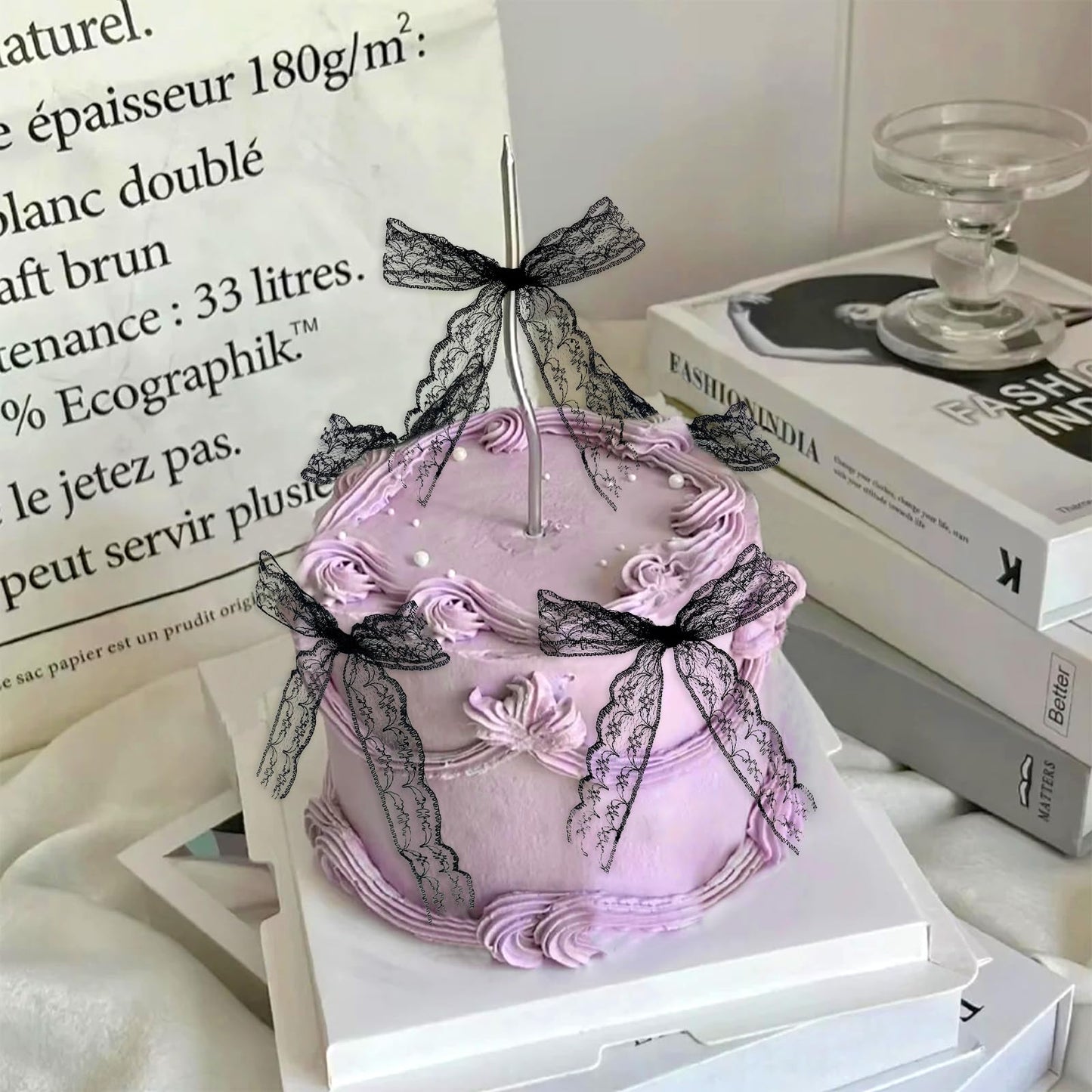 20 Pack Bow Cupcake Toppers Birthday Bowknot Ribbons Coquette Pink Bow High Footed Cup Balloon Wall Party Decorations Bridal Cake Dessert Picks Baby Girl Boy Wedding Party Supplies pink1