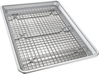 Half Sheet Pans with Rack Set, 18 Inch Commercial Quality Baking Sheet Pan Set, Natural Aluminum Cookie Sheet, Warp Resistant Nonstick Thick Cookie Tray Pans for Baking, Roasting