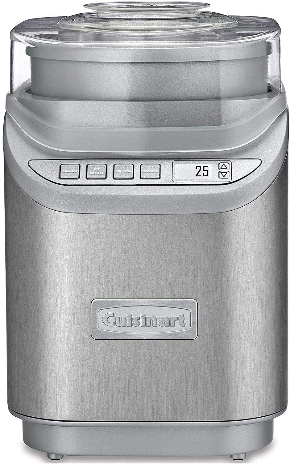 Машина для морозива Cuisinart, 2 кварти, Cool Creations, машина для замороженого йогурту, джелато, сорбету, РК-екран і таймер, нержавіюча сталь, ICE-70P1
