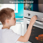 Piekarnik ścienny Empava 24 cale, 2,3 stopy sześcienne, pojedynczy, gazowy, funkcje pieczenia, grillowania, rożna, sterowanie mechaniczne, wbudowany timer, wentylator konwekcyjny, stal nierdzewna, srebrny