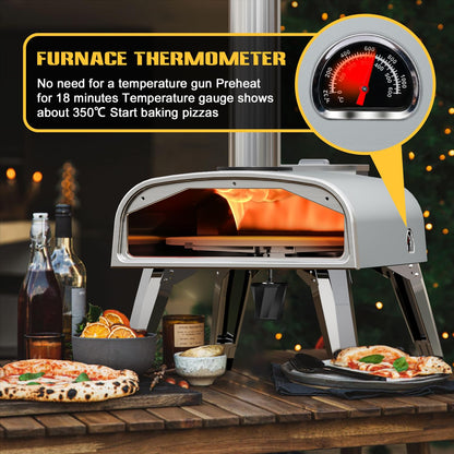 aidpiza Pizza Oven Outdoor 12" Wood Fired Pizza Ovens Pellet Pizza Stove for Outside, Portable Stainless Steel Pizza Oven for Backyard Pizza Maker Portable Mobile Outdoor Kitchen (Swivel Grey)