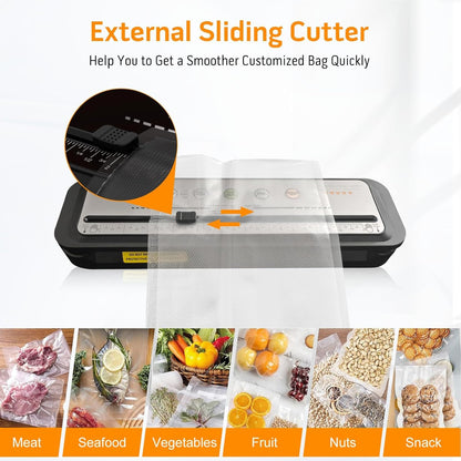 2023 Updated Vacuum Sealer Machine, MEGAWISE Food Sealer w/Starter Kit, Dry & Moist Food Modes, Compact Design with 10 Vacuum Bags & Bulit-in Cutter(Grey)