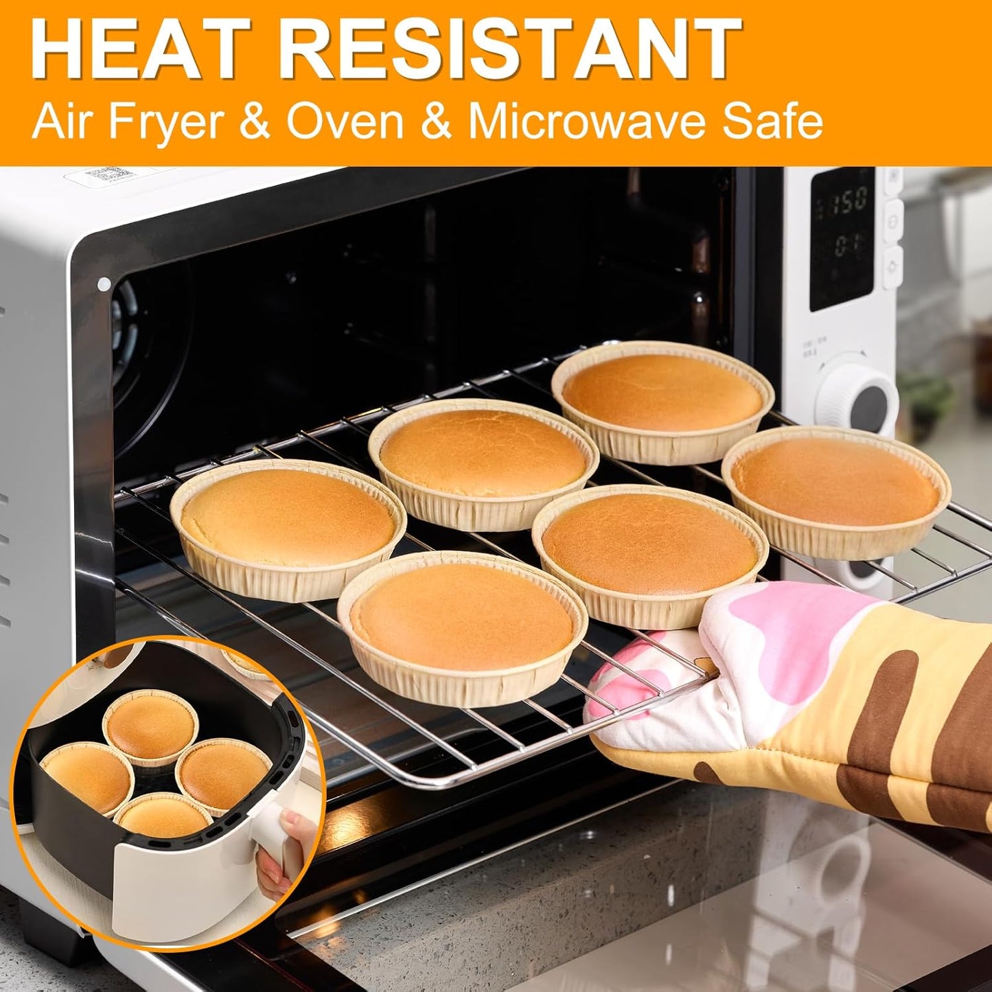 50 Pcs Mini Tart Pans for Baking, 4 Inch Disposable Paper Pie Pans for Individual Small Pies, Tarts, Quiche, Cakes, Breakfast Sandwiches, Desserts, Cinnamon Rolls