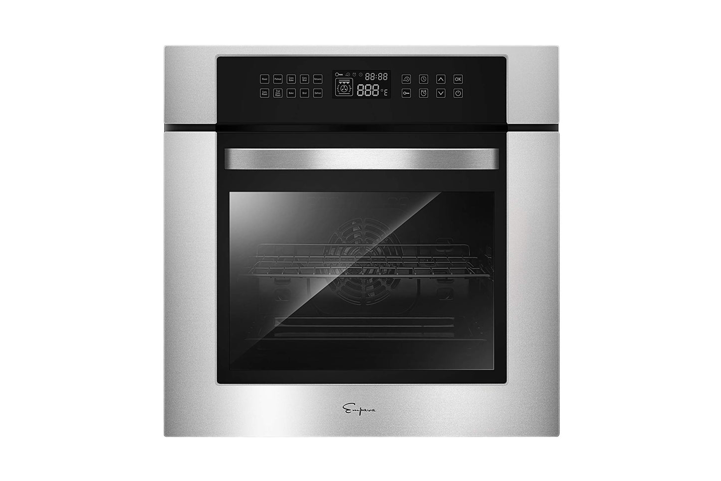 Empava 24" Electric Convection Single Wall Oven 10 Cooking Functions Deluxe 360° ROTISSERIE with Sensitive Touch Control in Stainless Steel, 24 Inch, Black