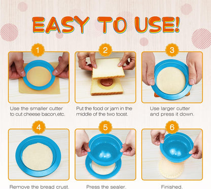 HiYZ Sandwich Cutter and Sealer - 5 PCS Decruster Sandwich Maker - Peanut Butter and Jelly Crustless Sandwich Bread Pancake Maker Cookie Cutter for Kids Children Boys Girls