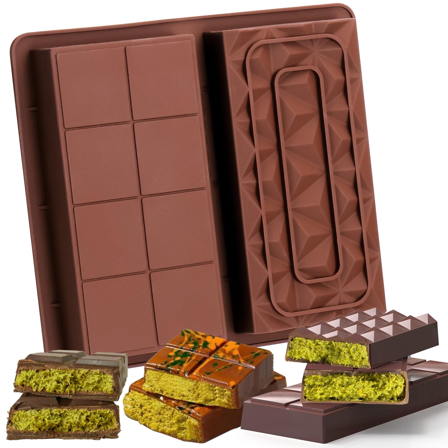 Mity rain 2 Pack 40-Cavity Square Caramel Candy Silicone Molds,Chocolate Forf Truffles, Fat Bombs Keto Snacks, Whiskey Ice Cube Tray,Grid Fondant Mould,Hard Candy Pralines Gummy Jelly Mold
