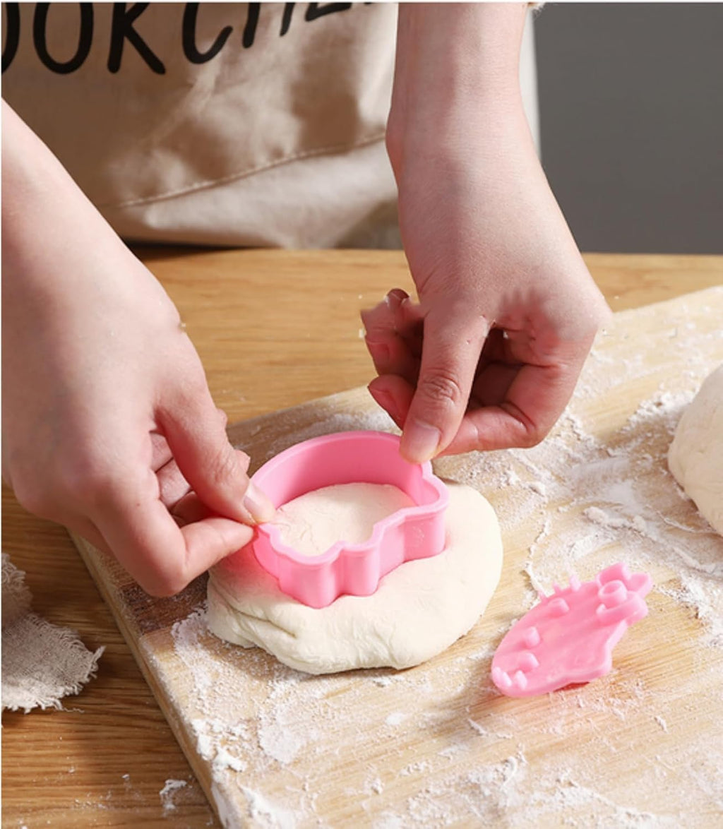 Cute Kitty Cookie Cutter, 4-Piece Cookie Cutter Set with Embossing Stamp Set, Cookie Stamp Kitchen Baking Tools for Cookie Pastry Accessories (Comes with Egg White Separator and Measuring Spoon)