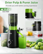 Juicer Machines, ECOSELF Cold Press Juicer with 4.35" Large Feed Chute Fit Whole Fruits and Vegetables, Juice Extractor Self Feeding Effortless for Batch Juicing, Easy to Clean, High Juice Yield