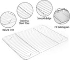 Stainless Steel Baking Sheet Tray Cooling Rack with Silicone Baking Mat Set, Cookie Pan with Cooling Rack, Set of 6 (2 Sheets + 2 Racks + 2 Mats), Size 16 x 12 x 1 Inch, Easy Clean