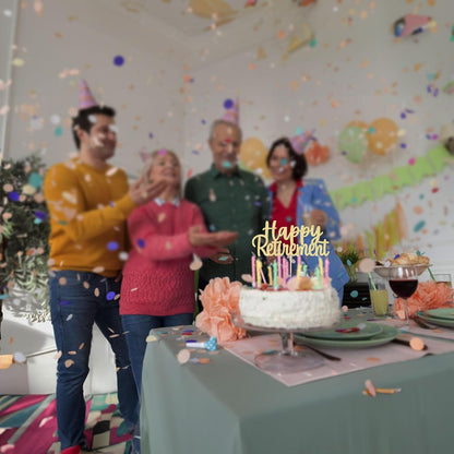 Gyufise Gold Glitter Happy Retirement Cake Topper Retirement Cake Decoration Picks for Retired Party Cake Decoration Party Supplies 1 Pack