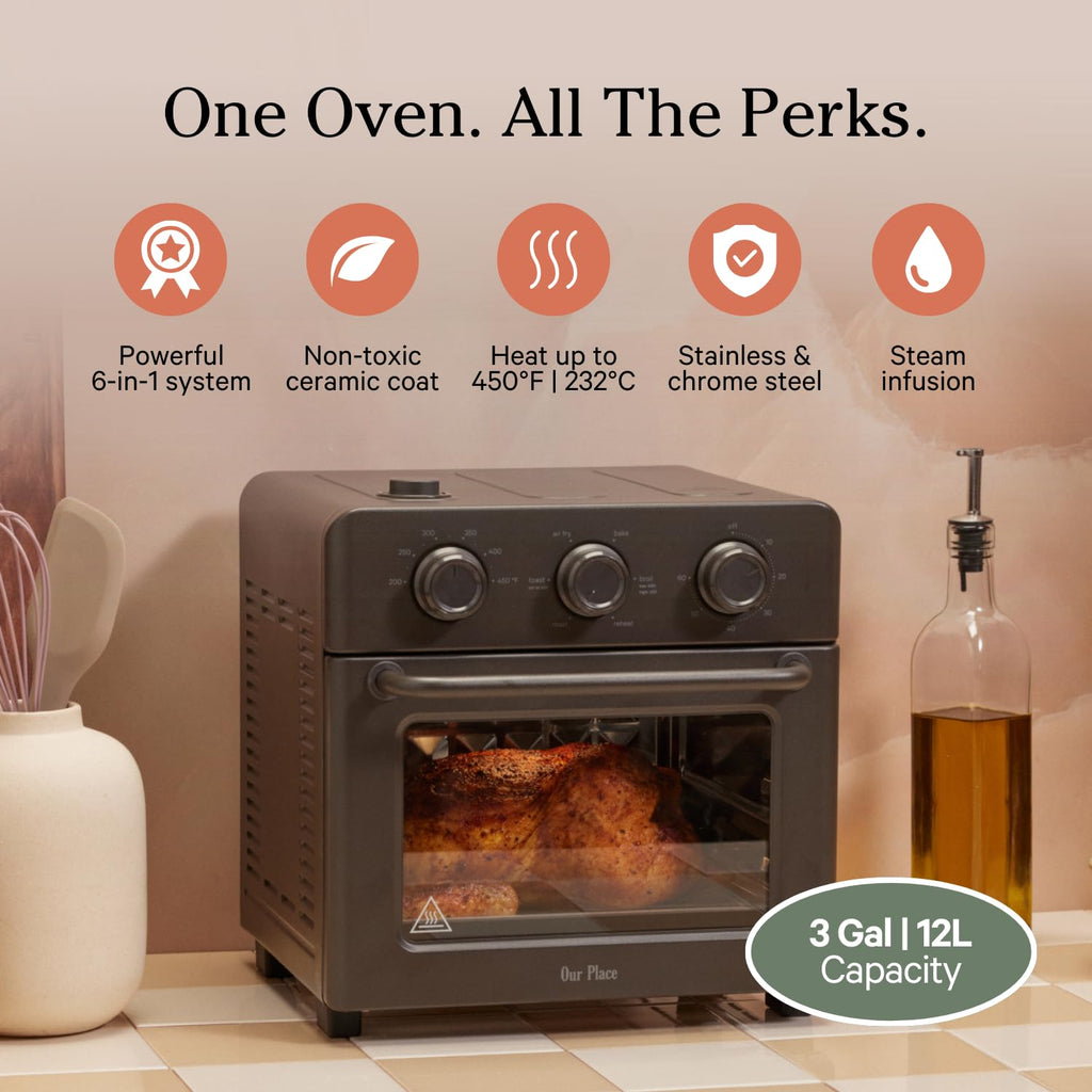 Nasz piekarnik Wonder Oven | 6 w 1, frytkownica powietrzna i piekarnik tosterowy z funkcją infuzji pary | Kompaktowy, łatwy w użyciu, szybkie nagrzewanie, wielofunkcyjny | Smażenie na powietrzu, tosty, pieczenie, odgrzewanie i grillowanie | Char