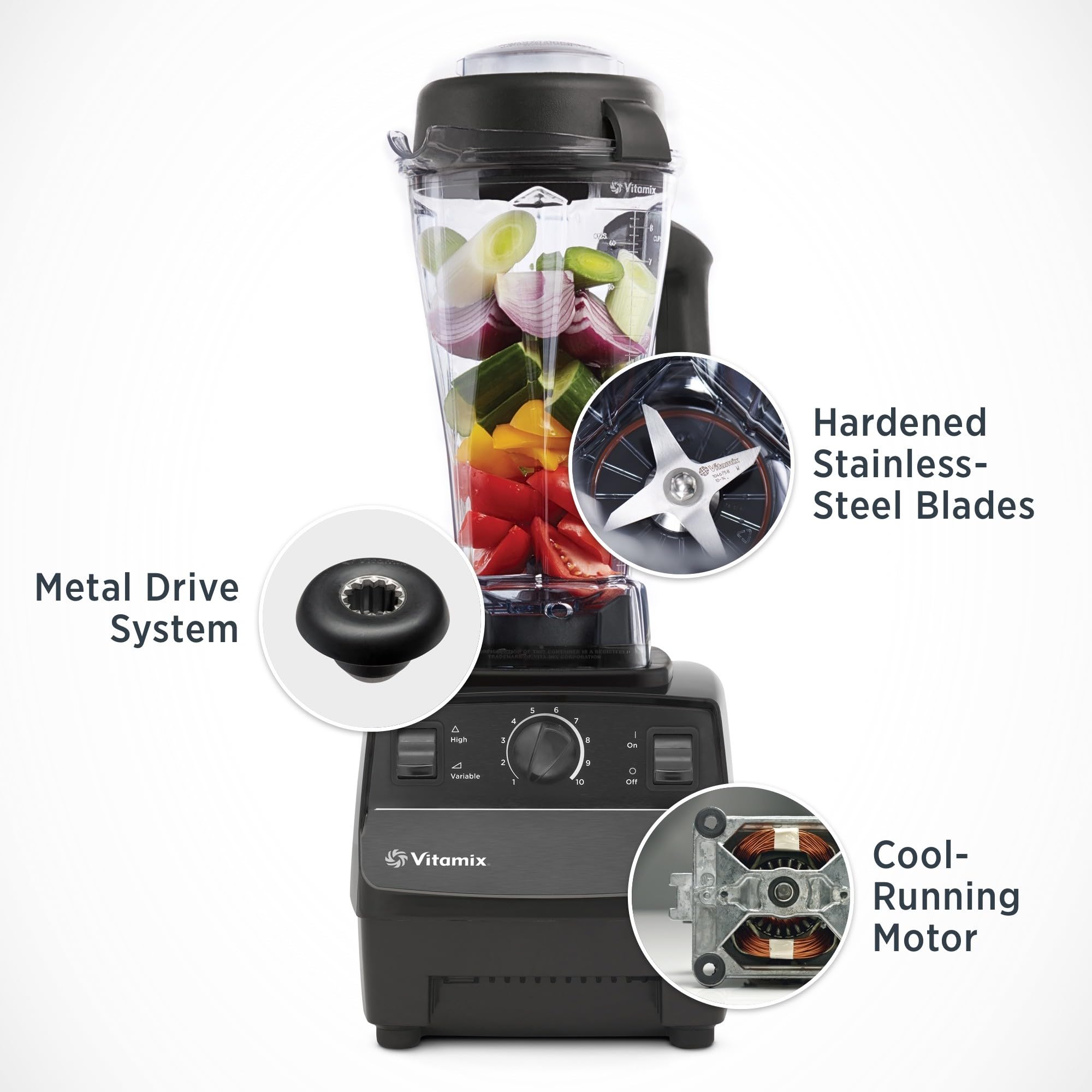 Блендер Vitamix 5200, професійного класу, контейнер, самоочисний, 64 унції, чорний/сірий