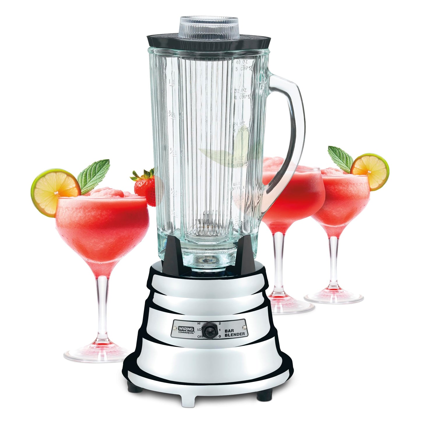 Waring Commercial BB900G 1/2 HP Chrome Bar Blender with 40-Ounce Glass Container Silver