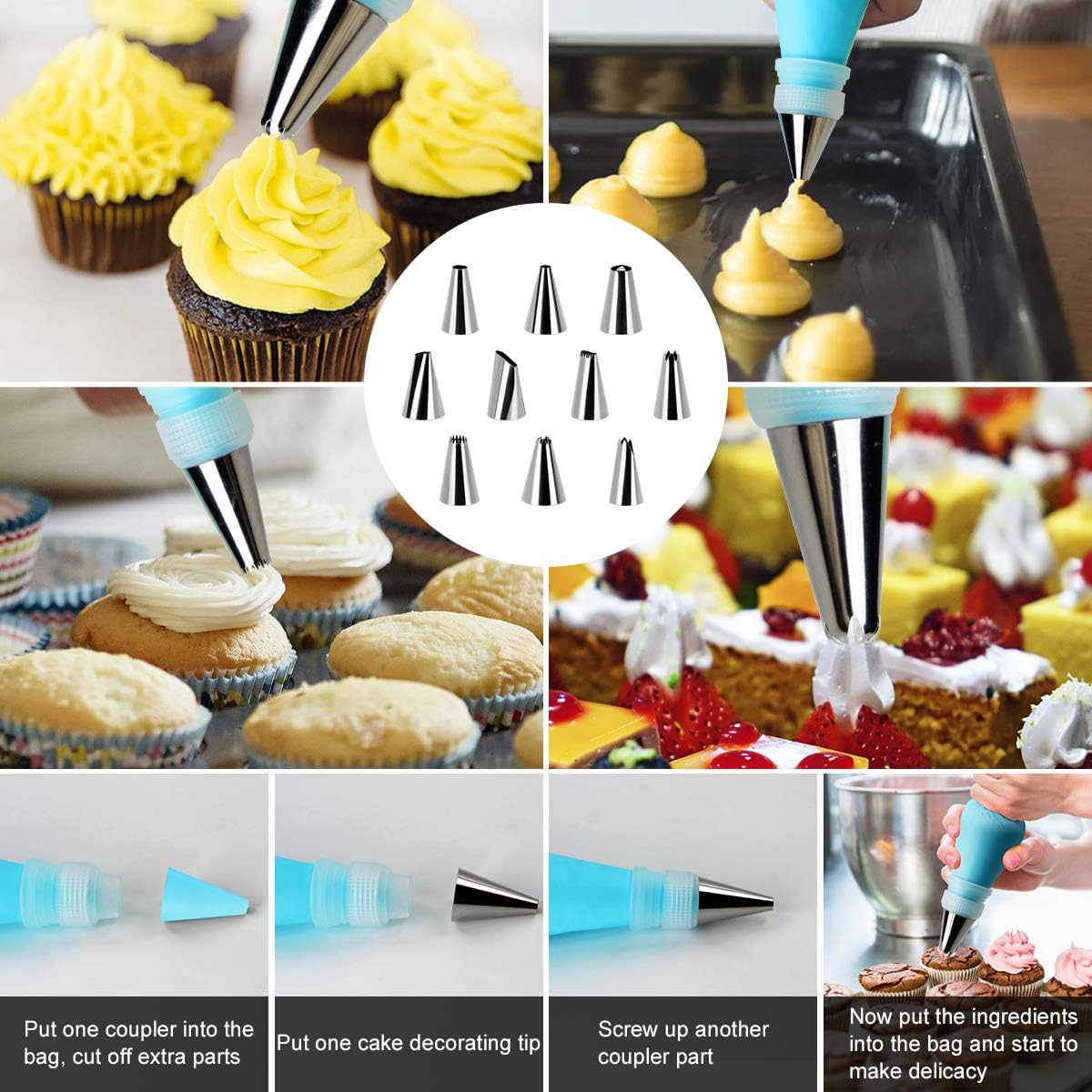 Philorn Silicone Baking Mat Set, 16.5" x 11.42" Macaron Mat, Non-Stick With Tools, 2 Pack Food Safe, Reusable for Oven, Cookie, Bread