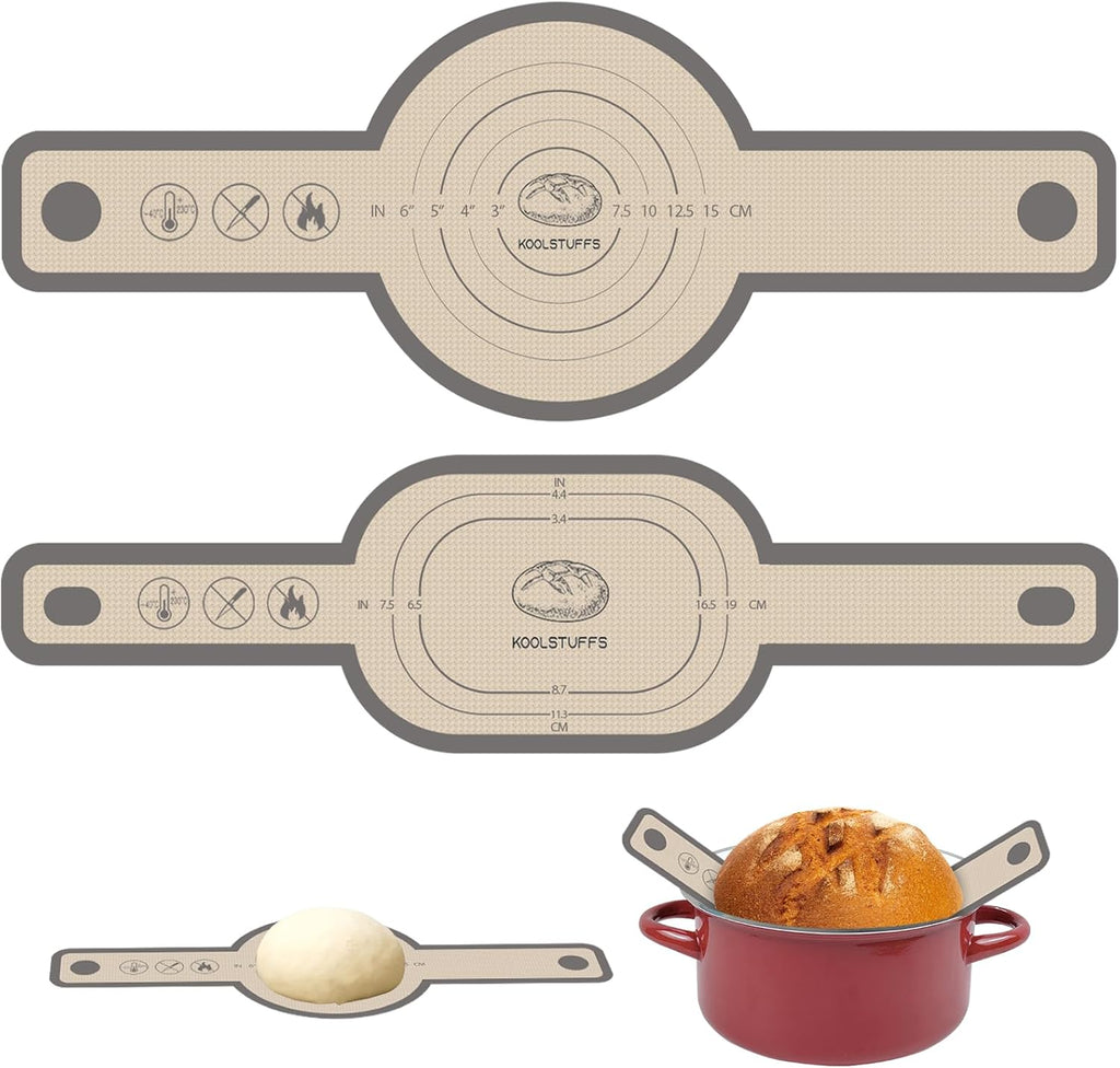 Sourdough Silicone Bread Sling, Oval and Round Silicone Bread Sling for Dutch Oven, Nonstick＆Reusable Bread Baking Mat for Sourdough Transfer, 2 PCS Easy-To-Clean Bread Slings