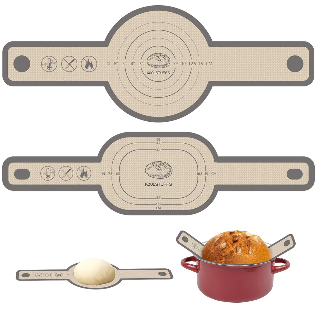 Silicone Bread Sling for Dutch Oven, 2 PCS Non-Stick & Easy Clean Reusable Silicone Bread Baking Mat with Long Handles, Easy to Transfer Sourdough Bread, BM02