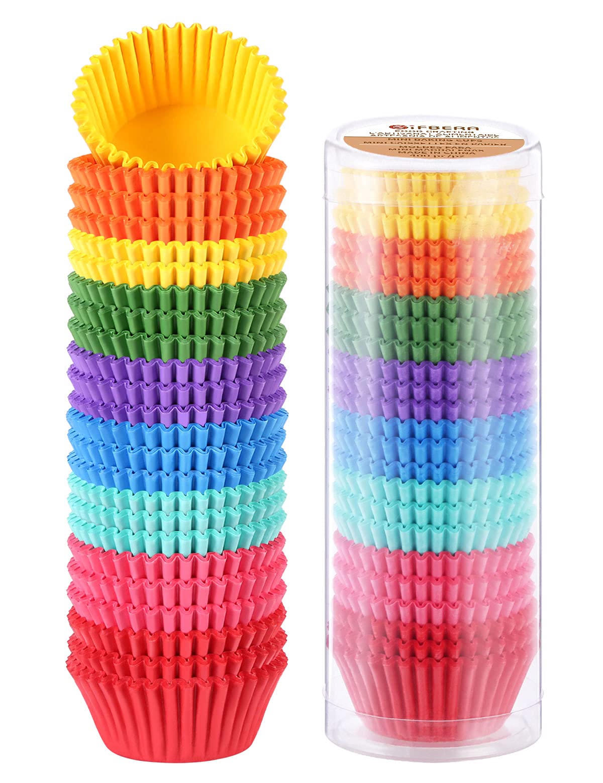 Gifbera Bright Rainbow Standard Cupcake Liners Solid Colorful Paper Baking Cups 400-Count