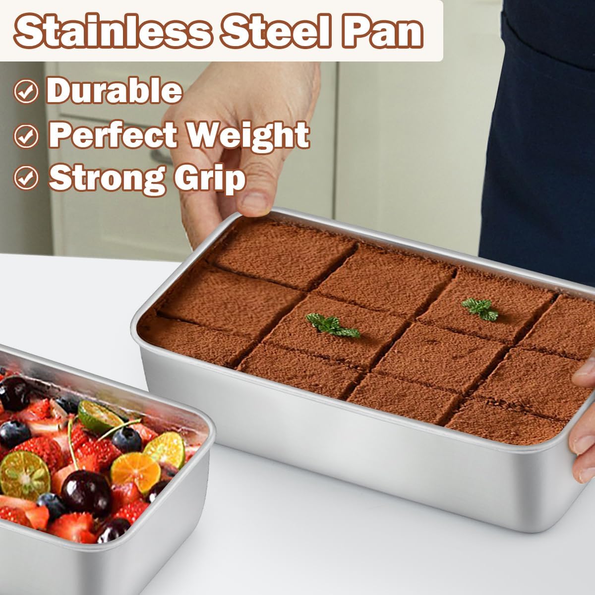 LIANYU 8 Pack 9x5 Loaf Pans for Bread Baking, Stainless Steel Baking Bread Pans, Small Loaf Tins for Homemade Brownies and Pound Cakes, Dishwasher Safe