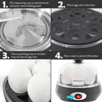 Elite Gourmet EGC007CHC# Швидковарна яєчня, 7 легко очищуваних, зварених твердих, середніх та некрутих яєць, поачер, омлетниця, автоматичне вимкнення, сигналізація, буклет з 16 рецептами, темно-сірий колір