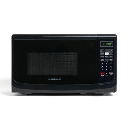 Farberware Countertop Microwave 700 Watts, 0.7 Cu. Ft. - Microwave Oven With LED Lighting and Child Lock - Perfect for Apartments and Dorms - Easy Clean Grey Interior, Retro Black