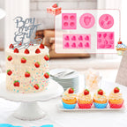 5 Pcs Strawberry Baking Mold Silicone Handmade Candy Jelly Bakeware 3D Flower Strawberry Embed Silicone Fruit Shape Pastry Mold for Soap wax Chocolate Fondant Ice Cream Cupcake Cake Decor