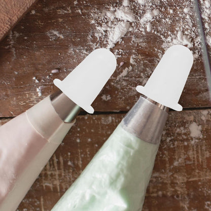 15 Pcs Protective Cap for Piping Tips Cake Frosting Tip Covers Pipping Tip Protection Covers Cake Piping Tip Covers Piping Tip Sleeves Pastry Bag Medium and Small White