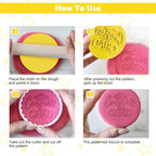 Graduation Fondant Stamp, Congrats Grad Cookie Stamp, 3D Raised Design Graduation Fondant Embosser for DIY Baking Cake Decorating Cookies Sugar Paste Cupcake Topper, 3.15inch, Yellow