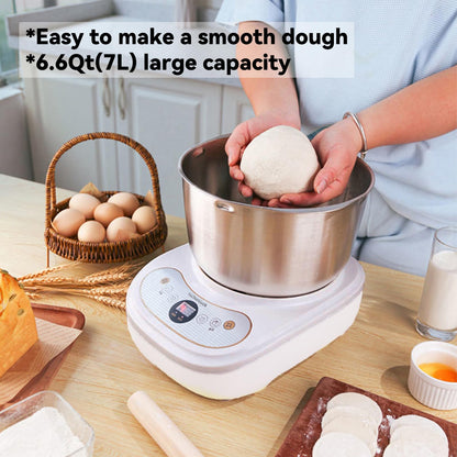 Dough Mixer 7L Large Capacity Electric Dough Maker with Ferment Function for Baking Bread Dough&Pizza Dough - Dough whisk 304 Stainless Steel Blender Add water/seasoning with Top Small Window