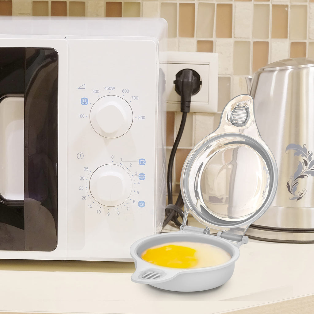 Chef Buddy Microwave Maker, a Healthy Breakfast Utensil Kitchen Essentials, Easy to Make-Holds Up to Two Eggs and Cooks in 45 Seconds, White