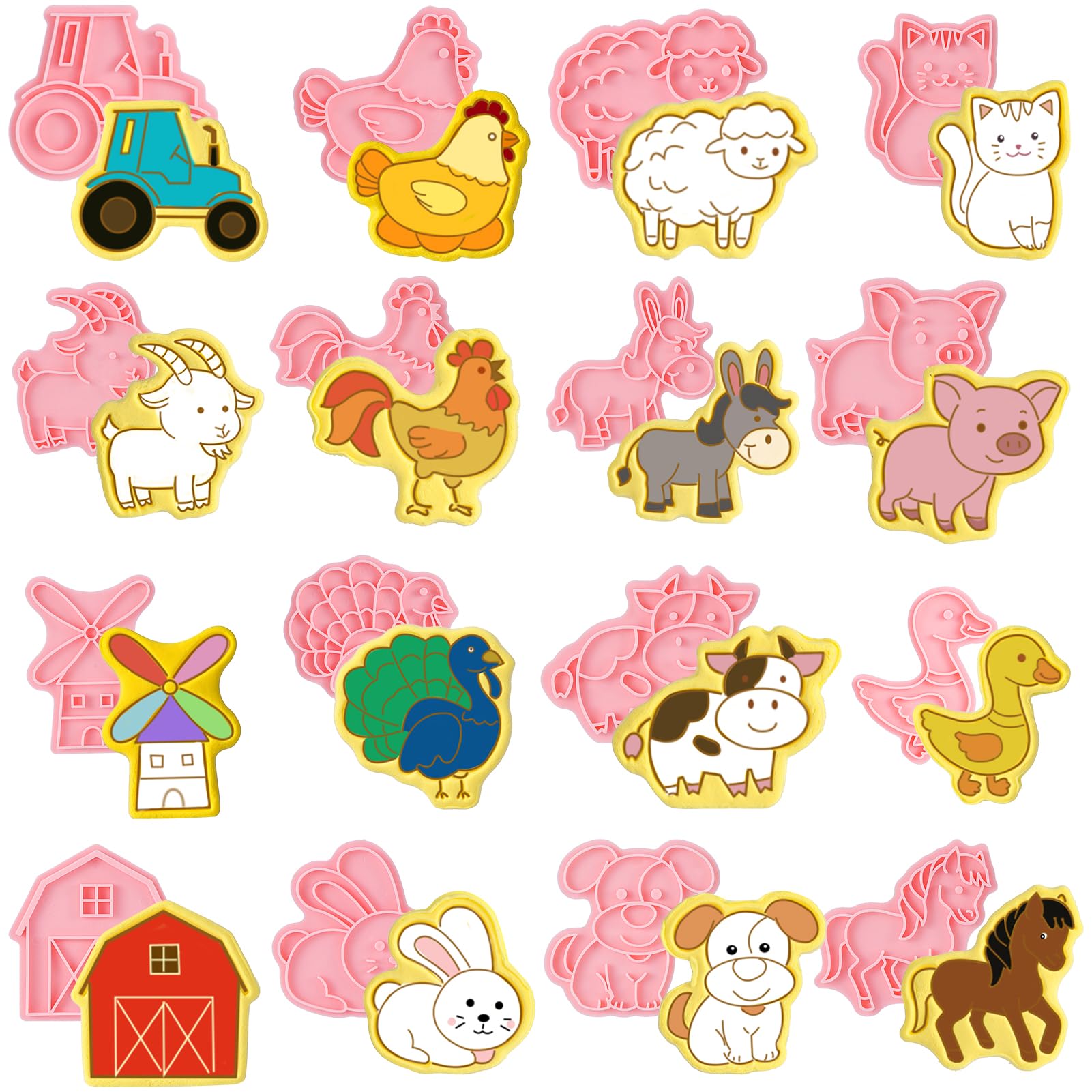 16 PCS Transportation Vehicle Cookie Cutters with Plunger Stamper, Car Cookie Mould Set, Transportation Theme Set Embossing Dies, Construction Vehicles Cookie Cutters Set for Fondant Cookies
