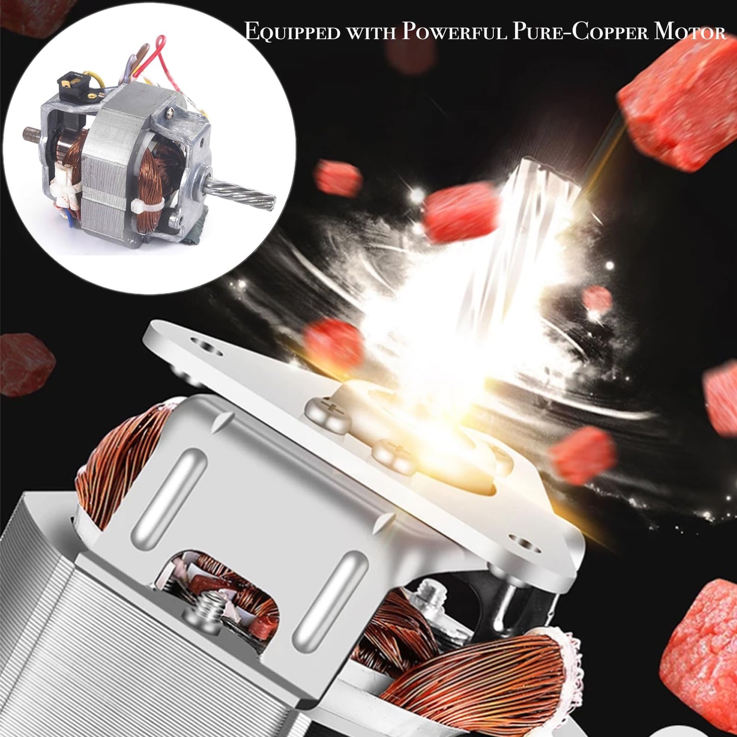 Sunmile Electric Meat Grinder and Sausage Maker - 1HP 1000W Max - Stainless Steel Cutting Blade and 3 Grinding Plates,1 Big Sausage Staff Maker, White